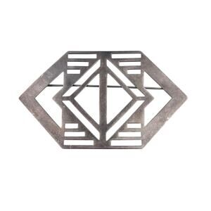 Zina Vintage Modernist Geometric Large 3-1/8" Sterling Silver Brooch